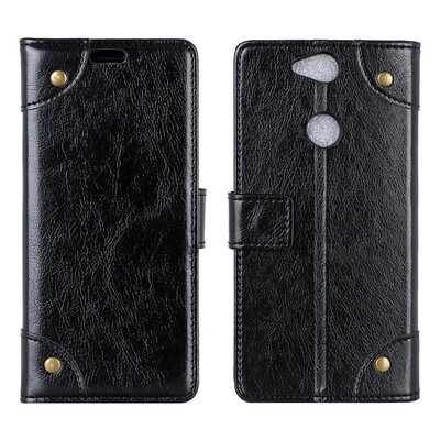 

MOONCASE Sony Xperia XA2 Copper Buckle Napa Leather Case - Black