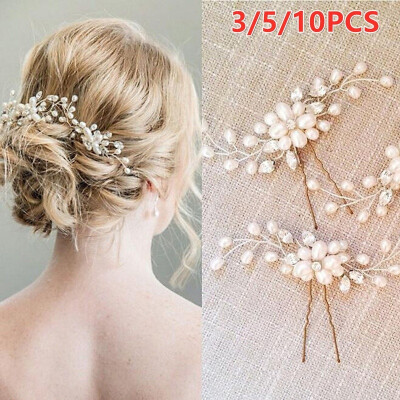 

3510PCS Crystal Wedding Bridal Pearl Flower Hair Pins Bridesmaid Clips Side Comb