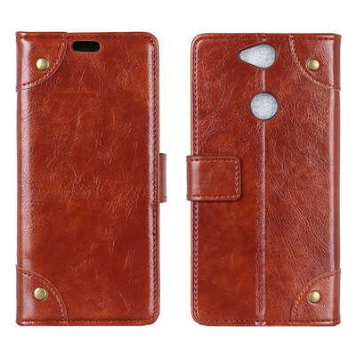 

MOONCASE Sony Xperia L2 Copper Buckle Napa Leather Case - Brown