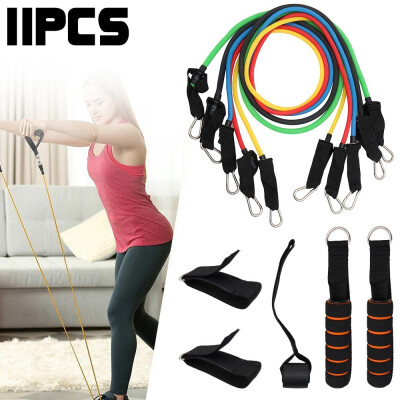 

11PCS Elastic Fitness Resistance Bands Set Yoga Resistance Band Set Abs Exercise Workout for Sports