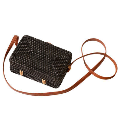 

Multi-purpose Boho Rattan Women Crossbody Bag With Adjustable Genuine Strap Storage Bags Makeup Organizer Toto Handbags
