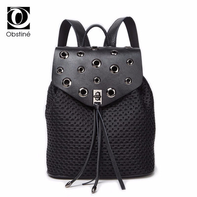 

Fashion Drawstring Backpacks Bags Women Black Mesh Backpack for Women Rivet Back Pack Female Large Capacity Bagpack Girls Summer