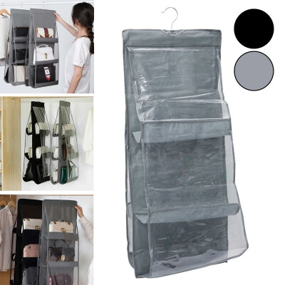 

1pc Hanging Organizer with 6 Larger Pockets Handbag Dust-Proof Holder Bag Wardrobe Closet