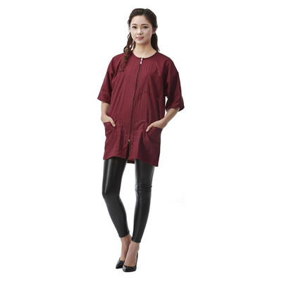 

Waterproof Hair Cutting Cape Salon Work Clothes With Zipper Short Sleeves
