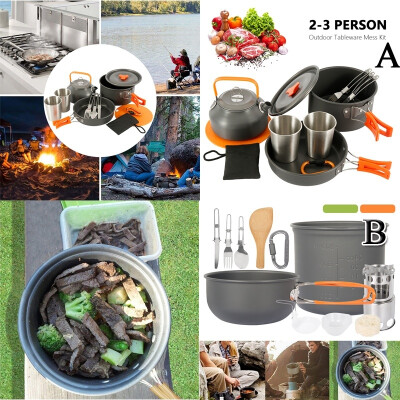 

41015 Portable Outdoor Aluminum Cookware Set Camping Tableware Kit Kettle Cup Pot Set