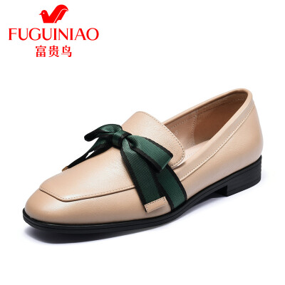 

Fugui Bird FUGUINIAO Ms Sweet Casual Single Shoes Square Head Retro Love Low Low H89M533C Apricot 39