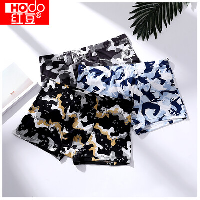 

Red beans 2019 spring&summer new mens underwear ultra-fine ice silk light&breathable fashion printing youth sports boxer shorts 213 three-color set 185105