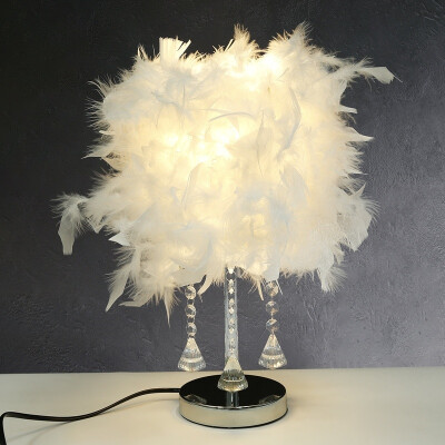 

Lovely Feather Crystal Table Lamp Light Sitting Room Table Lamp Night Light