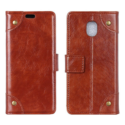 

MOONCASE Samsung Galaxy J7 2017 Copper Buckle Napa Leather Case - Brown