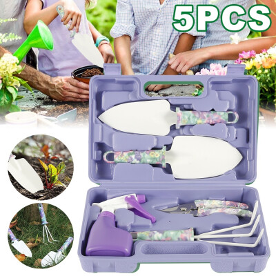 

5 Pcs Household Multifunctiona Garden Planting Flower Herb Gardening Hand Tools Kit with Carrying Case