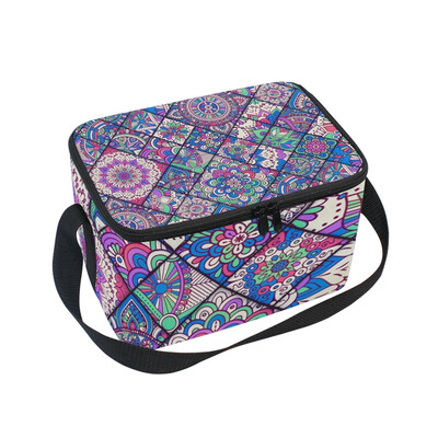 

ALAZA Insulated Lunch Box Purple Roma Style Lunch Bag for Men Women Portable Tote Bag Cooler Bag