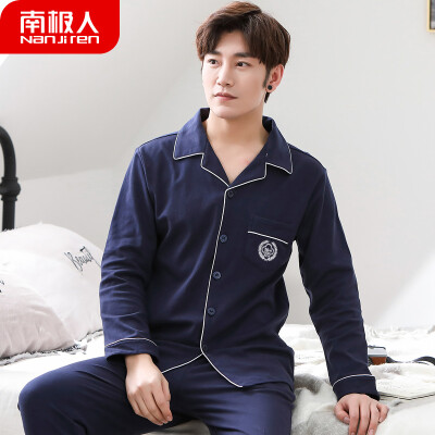 

Antarctic Pajamas Mens Autumn Cotton Long Sleeve Winter Cotton Can Wear Korean Casual Youth Student Mens Home Service Set NAS5X20011-12 Embroidered Navy