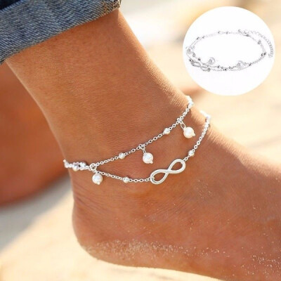 

Women Ankle Bracelet 925 Sterling Silver Anklet Foot Chain Boho Beach Beads