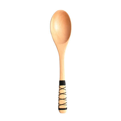 

Wrapped Line Non-slip Wooden Rice Spoon Home Kitchen Natural Wooden Coffee Spoon Rice Spoon Wooden Spoon Dessert Spoon