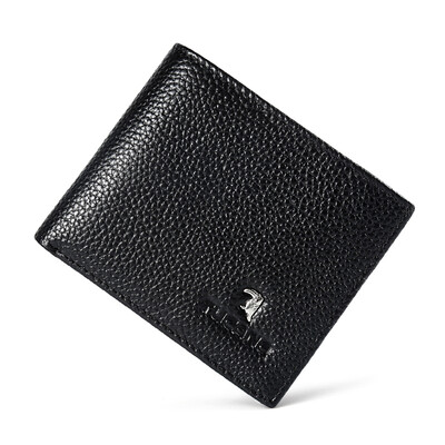 

Woodpecker TUCANO Mens Wallet Short Multifunction Litchi Top Layer Leather Youth Wallet WAA4953A-89B0 Black