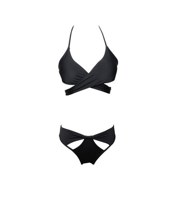 

Womens Band Print Bikini Split Swimsuit