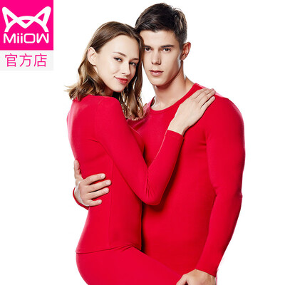

Cat Man MiiOW thermal underwear men&women warm winter slim breathable ladies comfortable close-fitting autumn clothes long pants warm suit two-piece Chinese red L