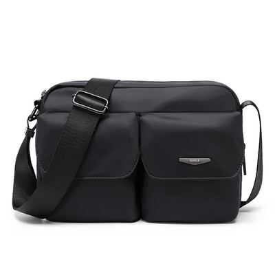 

Golf mens shoulder bag waterproof nylon with microfiber leather slung mens bag multi-function shoulder slung mens bag casual messenger bag D8BV42827J black