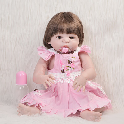 

Handmade Reborn Dolls Babies Full Silicone Vinyl Body 23 inch Realistic Baby infant Model Doll Wear Xmas Hat Clothes Reborn Toys