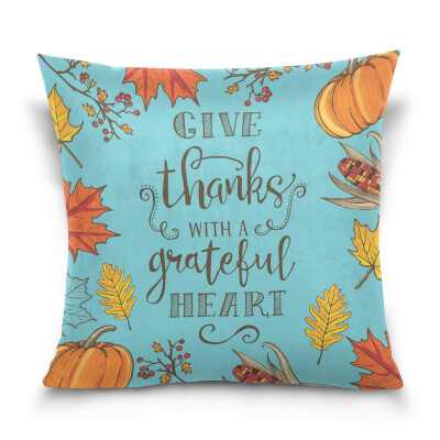 

ALAZA Thanksgiving Throw Pillow Cover 16 X 16 inch Cushion Cover with Vintage Thanksgiving Printed Pillowcase