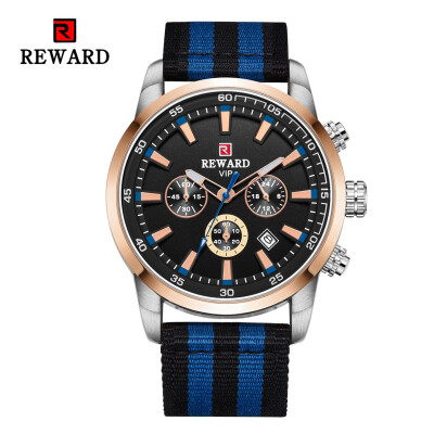 

REWARD 63090 Six-pin Waterproof Calendar Nylon Belt Watch