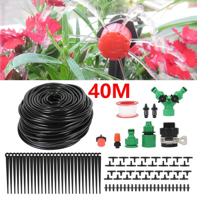 

DIY 40M Automatic Irrigation System Micro Drip Watering Garden Farm Plant Flowers