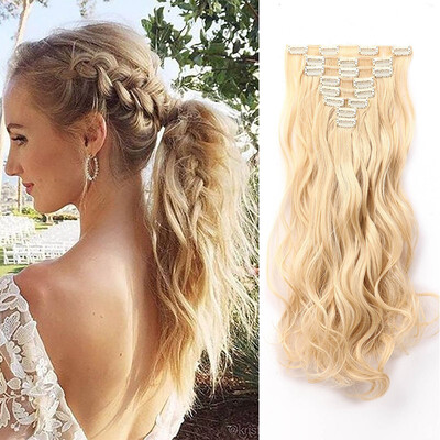 

8 PcsSet Fashion Long Curly Wavy Straight Clip In Hair Extension Sexy Heat Resistant Party Hair Natural Synthetic Hair For Women
