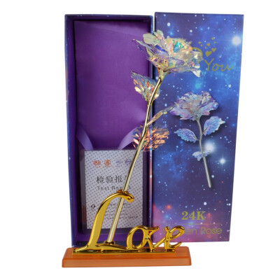 

Valentines Day Creative Gifts Foil Plated Rose Gold Rose Lasts Forever Love Wedding Decor Lover Lighting Rose