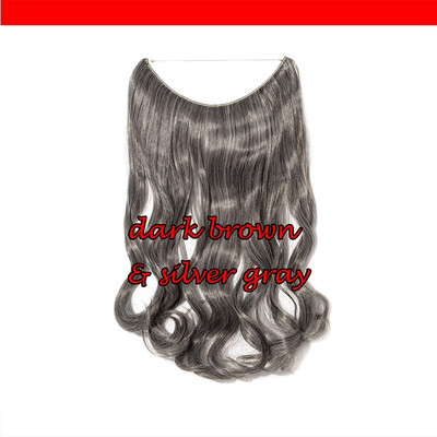 

Miracle Invisible Hidden Wire Hair Extensions 20" Long Ombre Hairpieces Wavy Curly Heat Resistant Synthetic Fiber Translucent