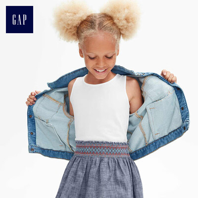 

GAP flagship store girl pleated round neck wide swing dress 336246 light sense bright white XS