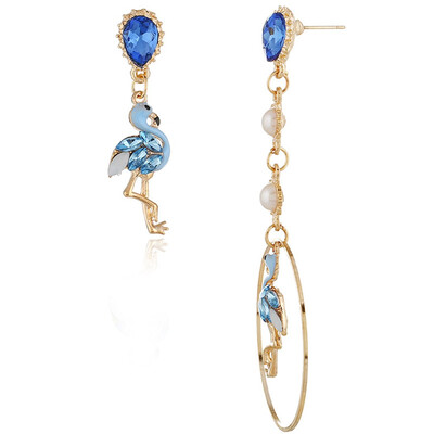 

Flamingo Inlay Rhinestone Earrings Dropping Glaze Eardrop Creative Magazine Girls Xenomorph Earrings Hanging