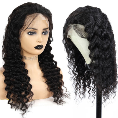 

Amazing Star Brazilian Human Hair Deep Wave Lace Front Wigs Virgin Human Hair Lace Front Wigs with Baby Hair Natural Color