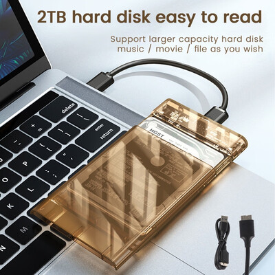 

SATA SSD Hard Drive Enclosure Mobile Hard Disk Box Shell Support 2TB USB 30 25 inch