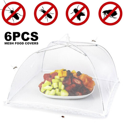 

Willstar 6Pcs White Foldable Umbrella Food Cover Tent Dome Net Umbrella Picnic Food Cover