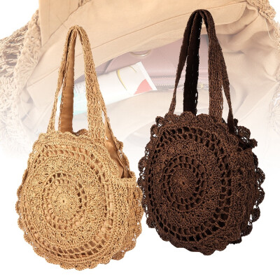 

Round Straw Bags Women Summer Rattan Bag Handmade Woven Beach Cross Body Bag Circle Bohemia Handbag