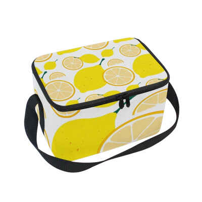 

ALAZA Lunch Box Insulated Yellow Lemon Lunch Bag Large Cooler Tote Bagfor Men Women