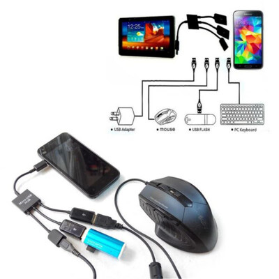 

Power Charging keyboard mouse card reader 3Port Micro USB OTG Hub Host Cable For Samsung for Sony