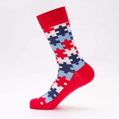 

Men Happy Lucky Socks puzzle love anchor Big Size Man Business Socks Fashion Wedding Gift Socks Colorful Breath Cotton Socks