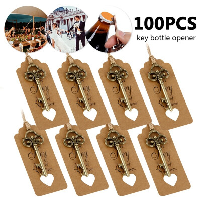 

50100Pcs Key Bottle Opener Wedding Souvenirs Beer Opener Keychain DIY with Paperboard Tag Card Party Supplies