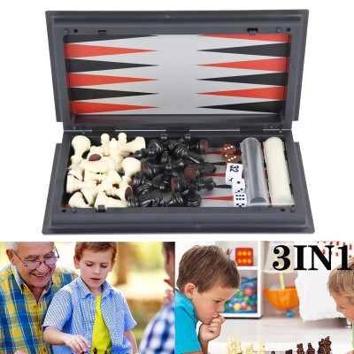 

New Portable 3 in 1 Backgammon Magnetic Chess Set Folding Board Game International Chess Folding Chess