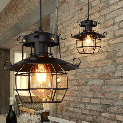 

Vintage Industrial Retro Loft Glass Iron Ceiling Wall Lamp Shade Pendant Light Without E27 Bulb