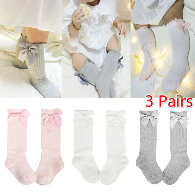 

13 Pairs Childrens Socks Girls Solid Color Striped Bubble Mouth Tube Socks Baby Bow Cotton Anti-slip Socks