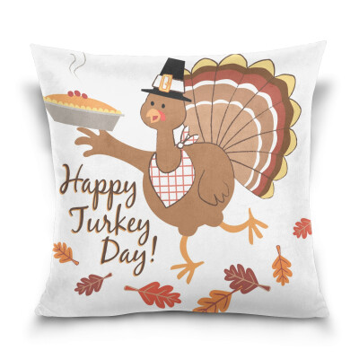 

ALAZA Thanksgiving Throw Pillow Cover 16 X 16 inch Cushion Cover with Turkey Pumpkin Pie Printed Pillowcase