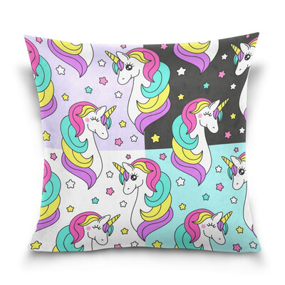 

ALAZA 16 X 16 inch Pillow Case Decorative Cushion Cover Cartoon Unicorn Pattern Pillowcase