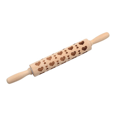 

Wooden Engraved Rolling Pin Embossing Baking Cookies Noodle Biscuit Fondant Cake Dough Impressed Patterned Decorating Roller DIY K