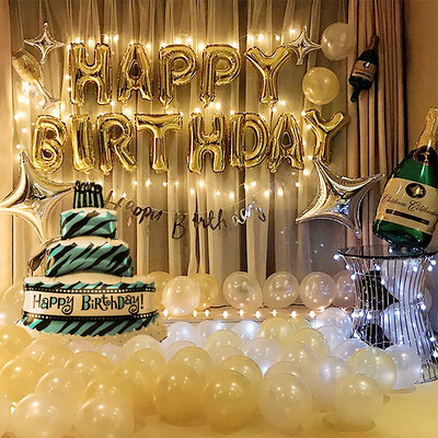 

FOOJO adult birthday balloon set romantic birthday party party decoration balloon celebration girlfriend birthday letter aluminum film balloon send pump glue point