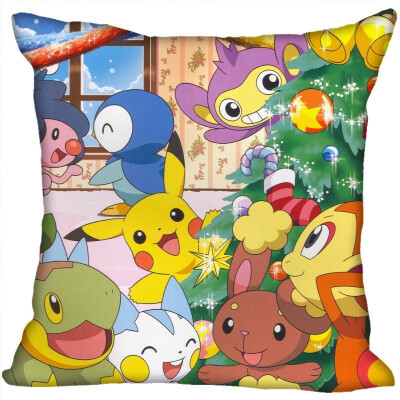 

Pokemon Pillow Cover Bedroom Home Office Decorative Pillowcase Square Zipper Pillow Cases Satin Fabric No Fade