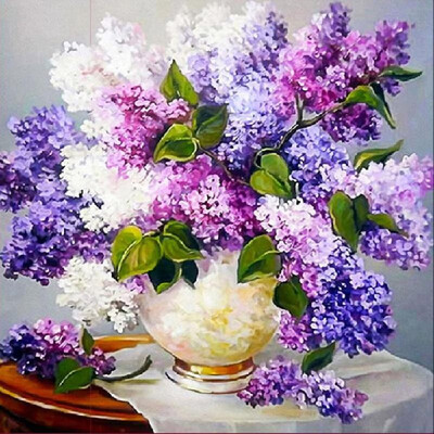 

DIY Diamond Painting Colorful Flower Vase Cross Stitch Embroidery Oil Painting Resin Mosaic Round Full Diamond 3030cm