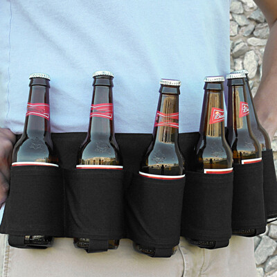 

Outdoor Six Pack Beer Bottle Belt Portable Beverage Waist Bag Camping Gathering Drink Soda Cans Holder Hands Free Drink Carrier Be