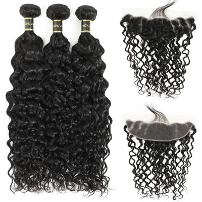 

Amazing Star Water Wave Bundles with Frontal Virgin Human Hair with Closure Brazillian Water Wave Pre Plucked Frontal with Bundles